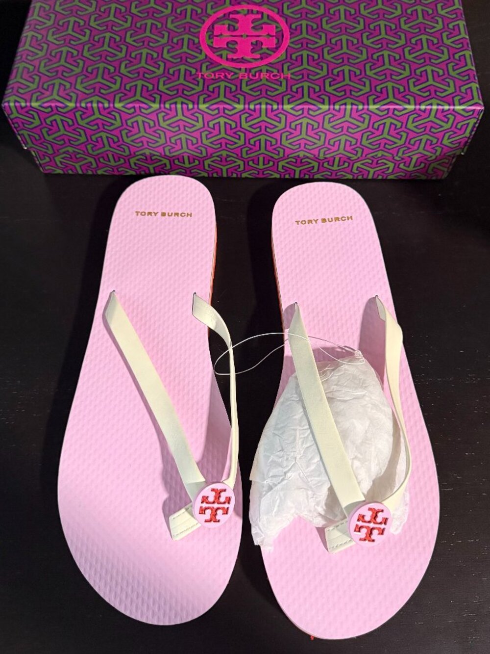 Tory Burch Preppy Pink Mini Minnie Flip Flops New with Box Size 10